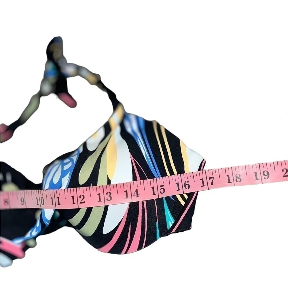 COCO REEF-Verso Convertible Bra Tie-back Cheerful Print &Solid Black Bikini Top